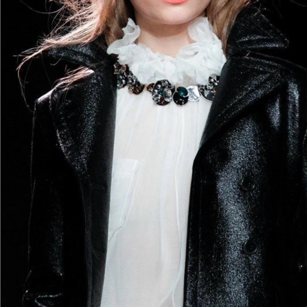 Nina Ricci Runway 100% Laine Wool Black Blazer Jacket Size 40 10 USA New